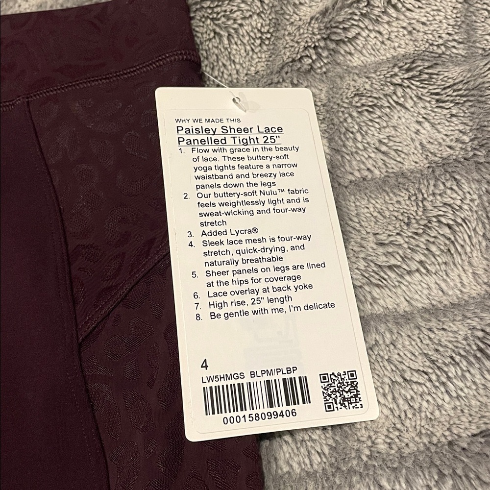 Lululemon paisley sheer lace size 4, 25inseam - Picture 2 of 5